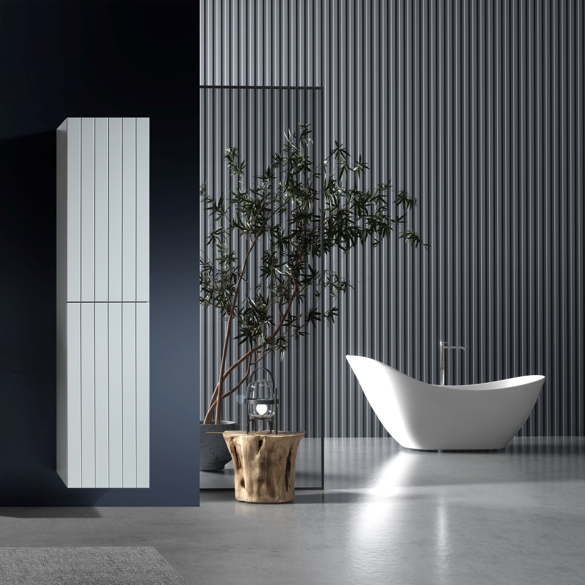 MELA - PASTEL 400 Matt Grey Wall Hung TallboyVanitiesMELABathroom City from Mela – available at Bathroom City Perth