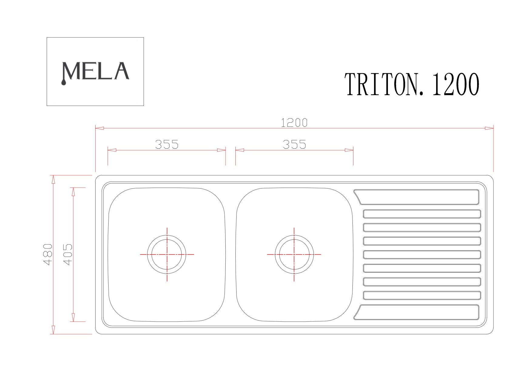 MELA - TRITON 1200 Polish Stainless Steel Sink with DrainerSink – available at Bathroom City Perth