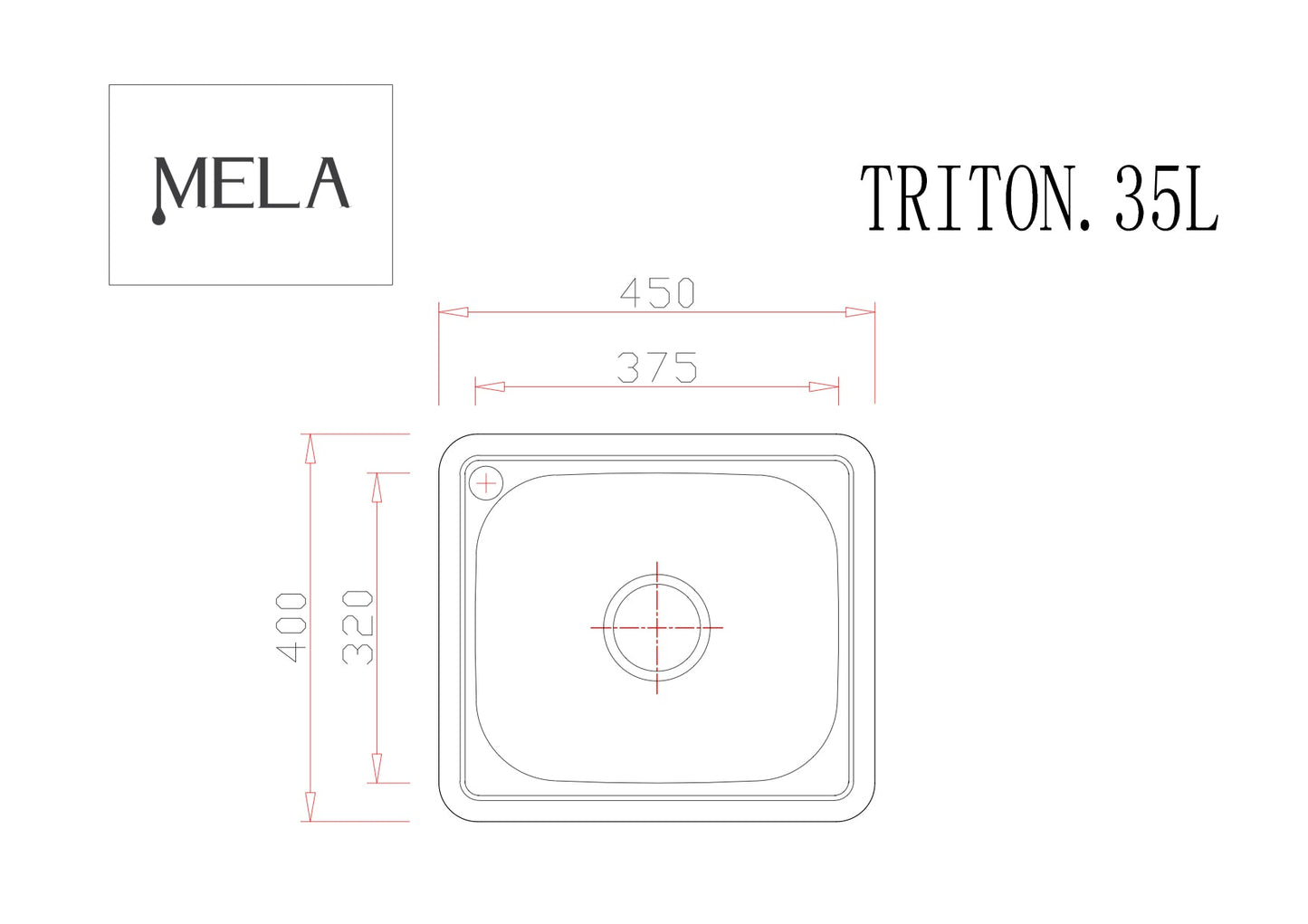 MELA - TRITON 35L Polish Stainless Steel SinkSink – available at Bathroom City Perth