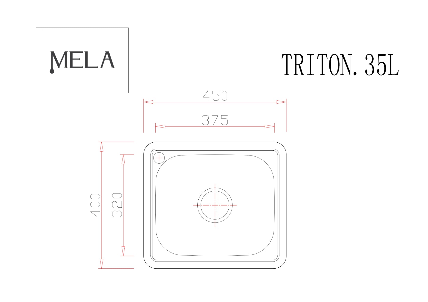 MELA - TRITON 35L Polish Stainless Steel SinkSink – available at Bathroom City Perth