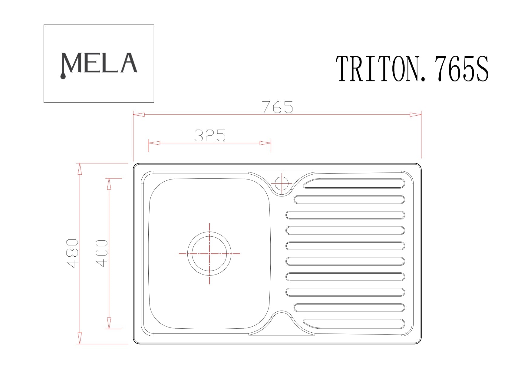 MELA - TRITON 765 Polish Stainless Steel Sink with DrainerSink – available at Bathroom City Perth