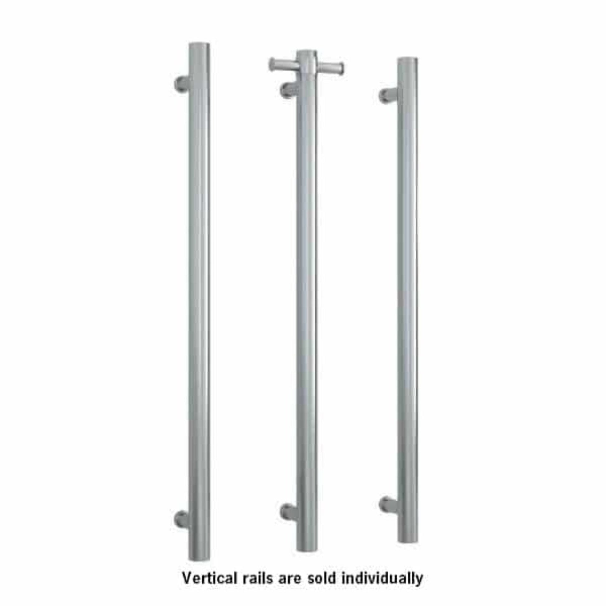 THERMORAIL - VS900HBR Brushed Round Vertical Single Heated Towel RailHeated Towel Rails – available at Bathroom City Perth
